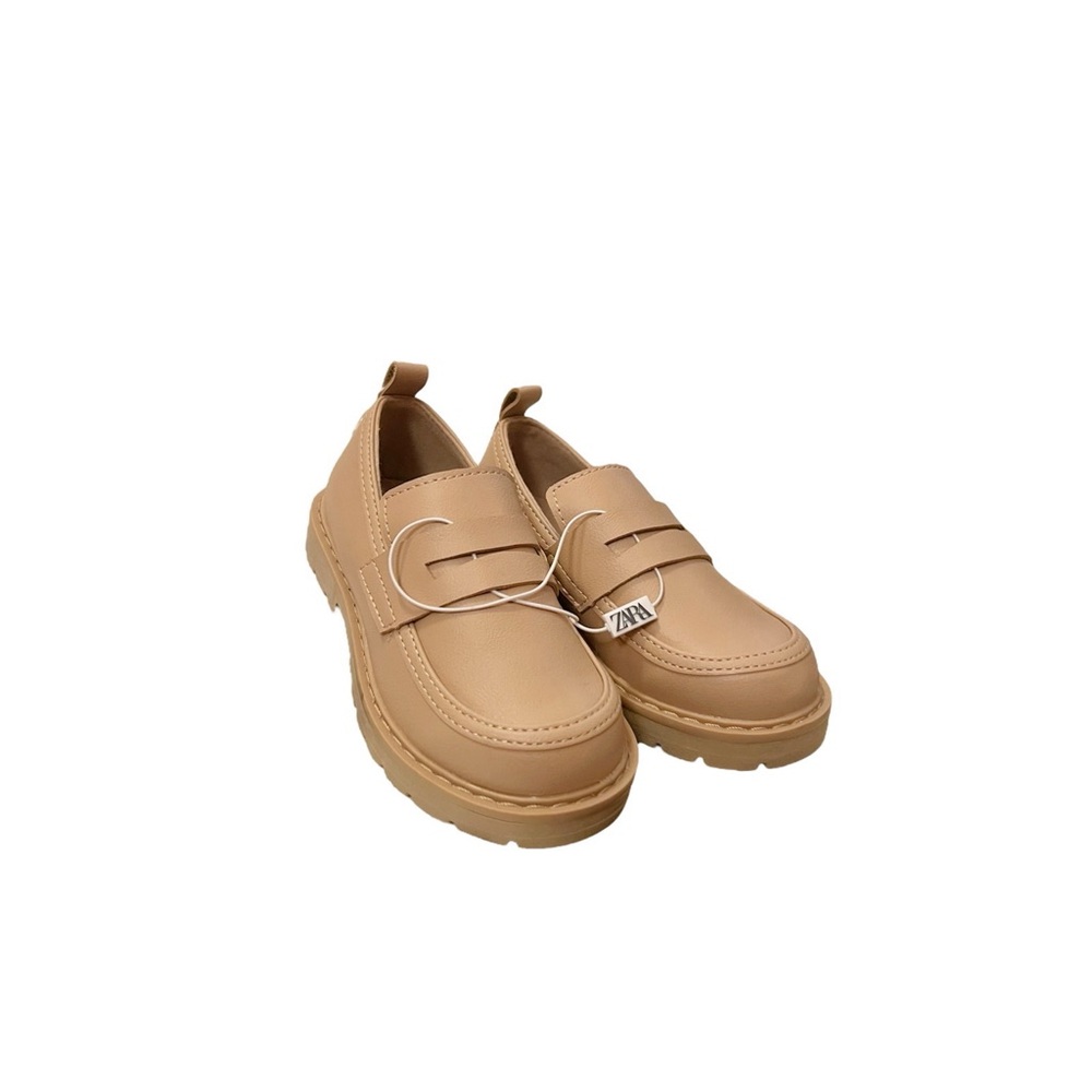 Zara Beige Leather Loafers